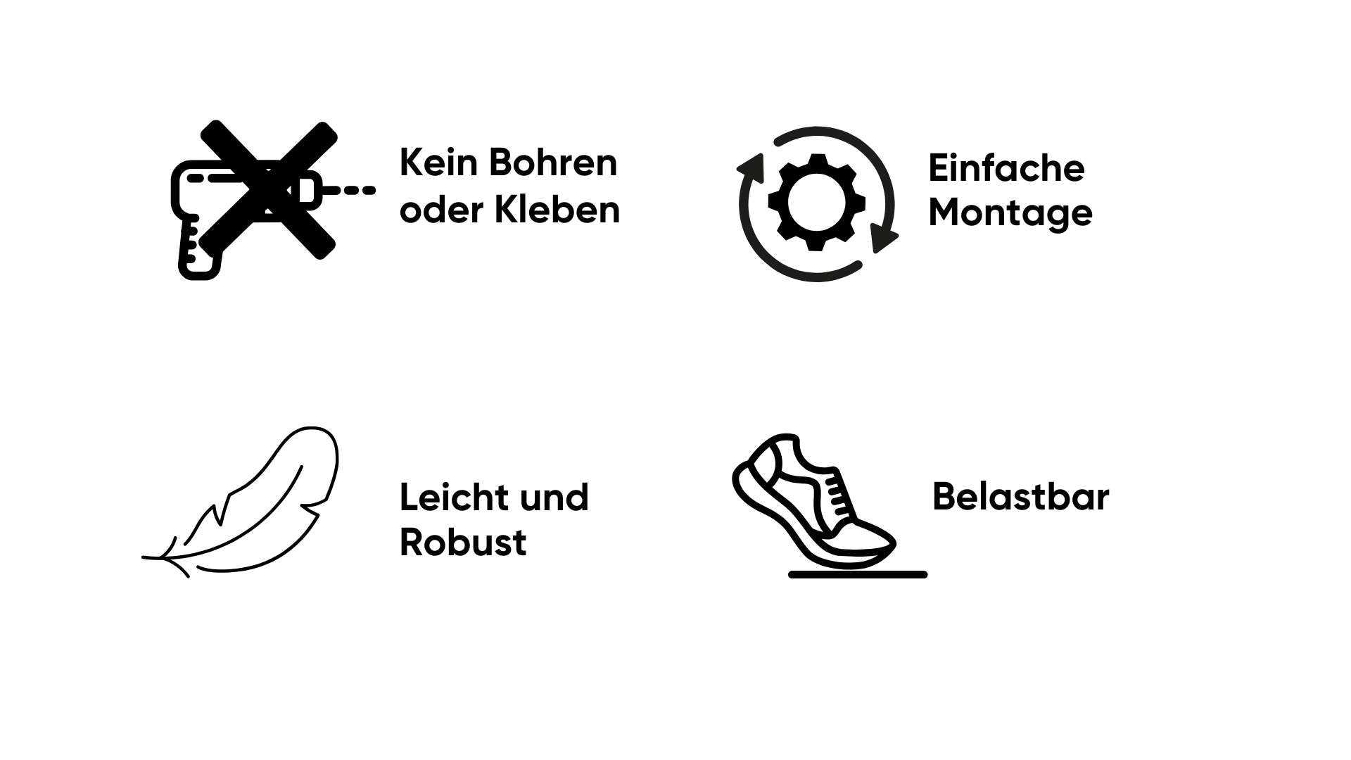 Kein Bohren oder Kleben